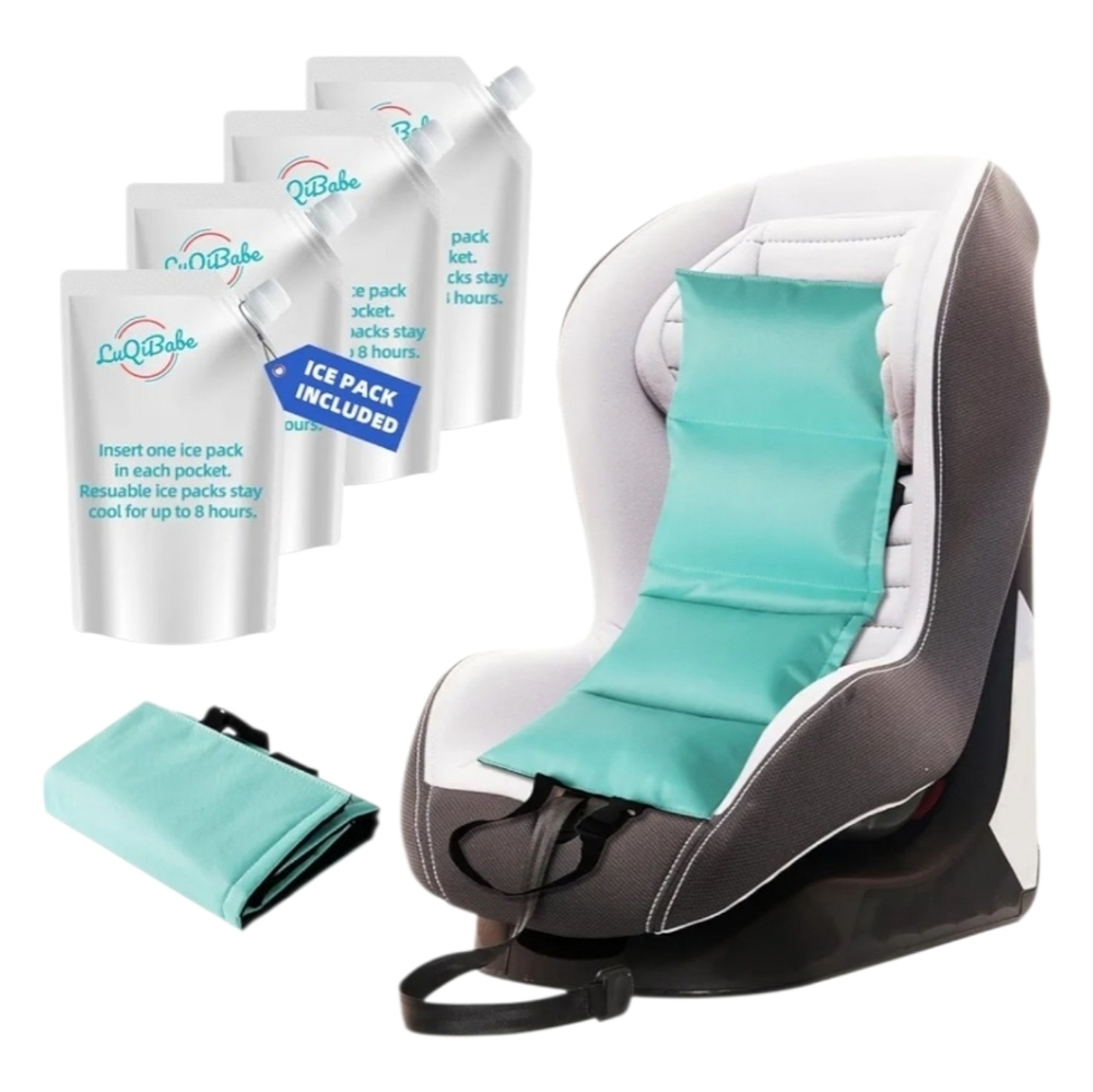 Cooling Car Seat / stroller Liner with Reusable Ice Packs - Teal NWT